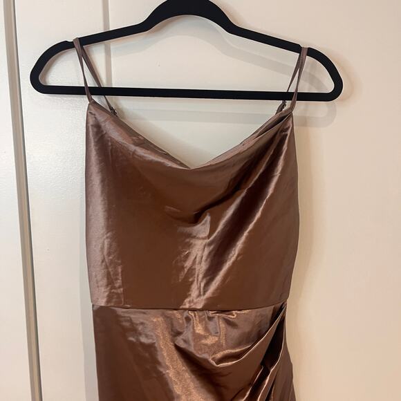 NWT Micas Satin Draped Sleeveless Midi Dress Size Medium - Picture 3 of 9